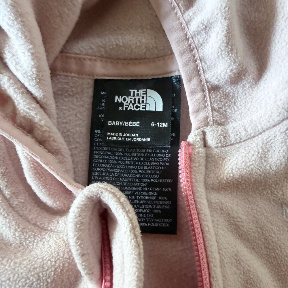 North Face Pink Hooded Fleece Jacket - Picture 2 of 2